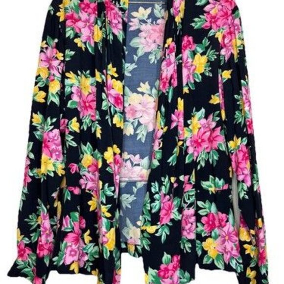 Vintage Evan Picone Size 12 Woman's Floral Wrap Snap Peplum Long Sleeve Blouse - Picture 3 of 10